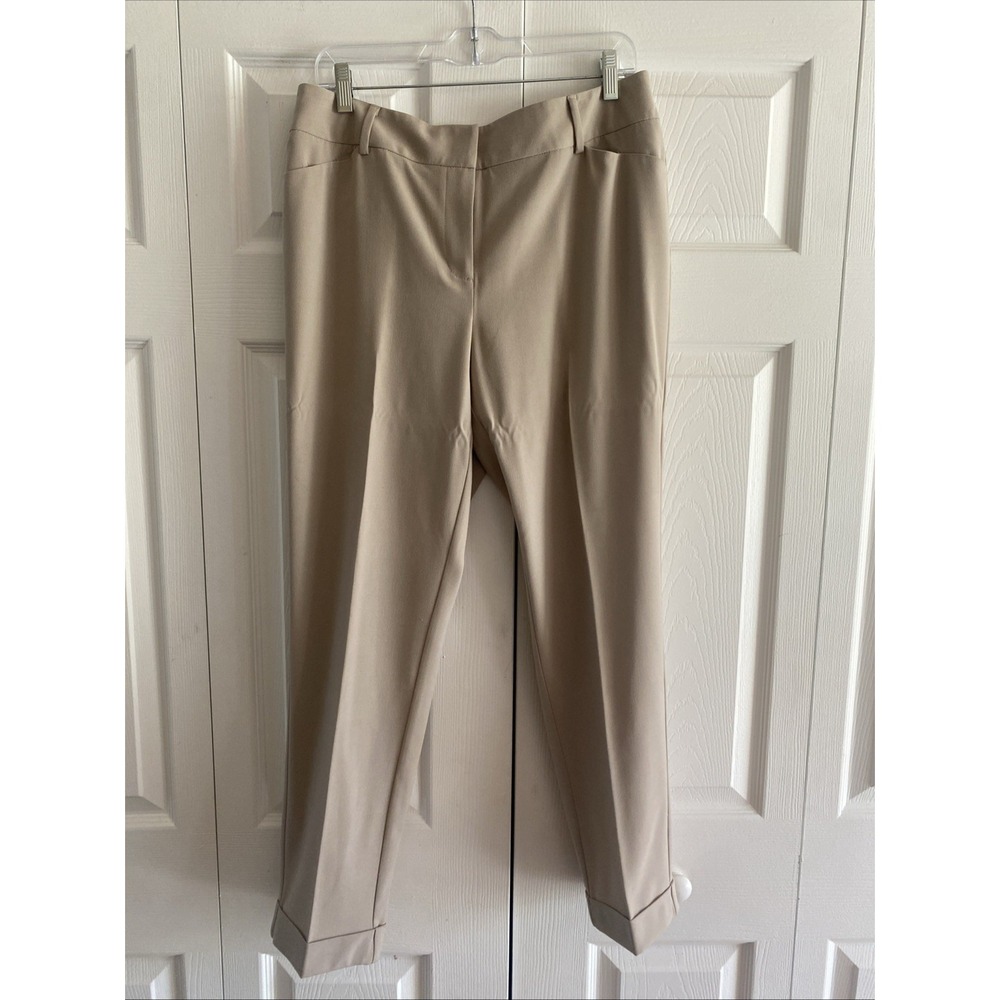 Chico's 1.5 Magique Cuff Ankle Pants Womens  Tibet Taupe Career Stretch New